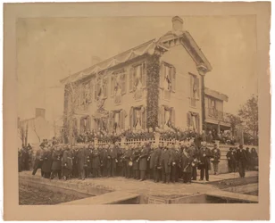 Large Albumen print of Lincoln’s Springfield home after Funeral, 1865